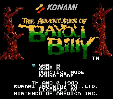 Adventures of Bayou Billy, The (USA) (Virtual Console) screen shot title